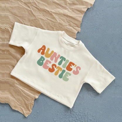 AUNTIE'S BESTIE Baby Summer Casual T-Shirt - White - 2-3T - image 1