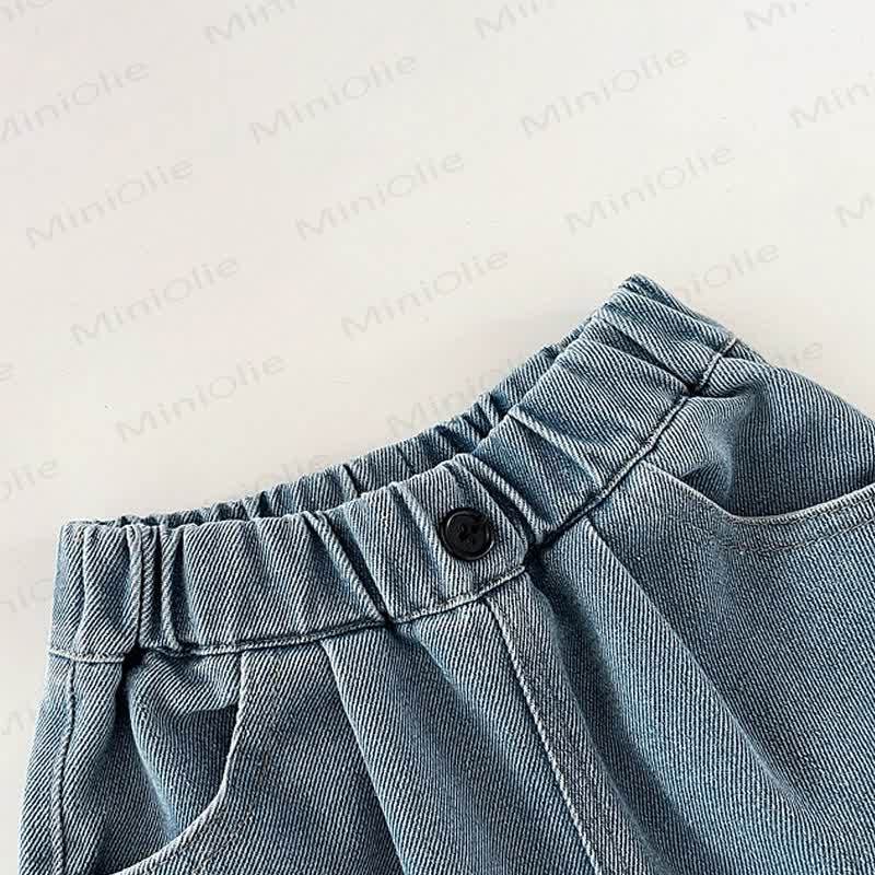 Toddler Boys Solid Color Washed Denim Pants - image 7