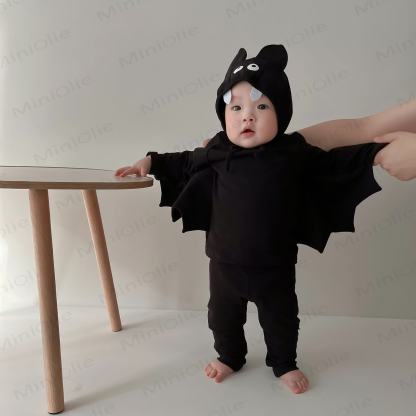 Baby Bat Cosplay 3 Pieces Set with Hat - Black - 2-3T - image 1