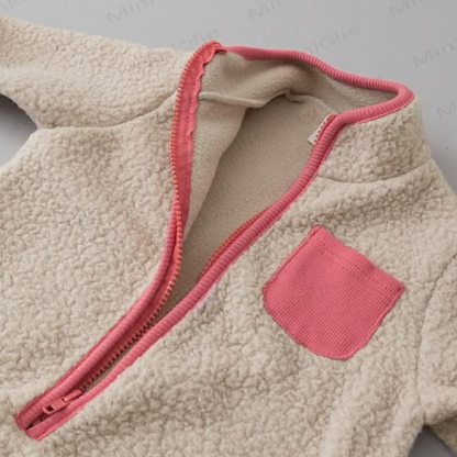 Baby Contrast Color Fleece Romper - image 20