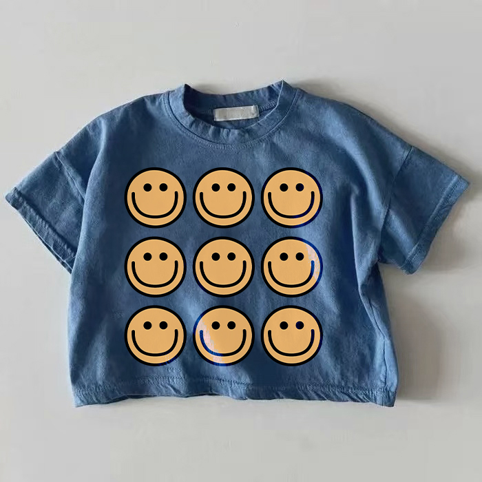 Baby Smiling Face Blue T-shirt - Blue - 18-24M - image 1