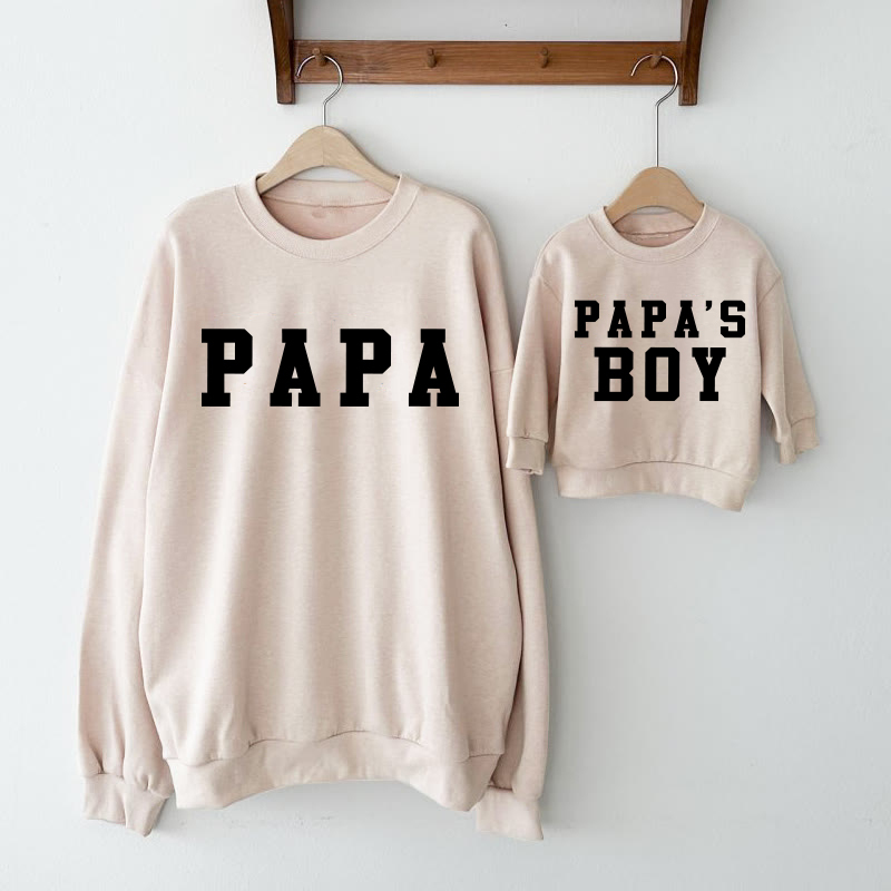 PAPA/PAPA'S BOY Beige Family Sweatshirt - Beige - Adult Sweatshirt: XL - image 1