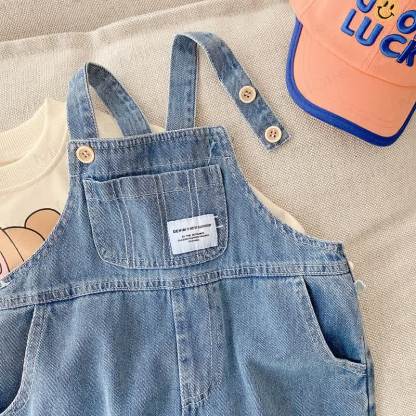Toddler Patch Pocket Blue Denim Overalls - image 6