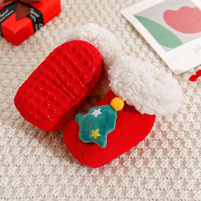 Baby Santa Claus Tree Reindeer Sherpa Floor Socks - Tree - 1-3T - image 8