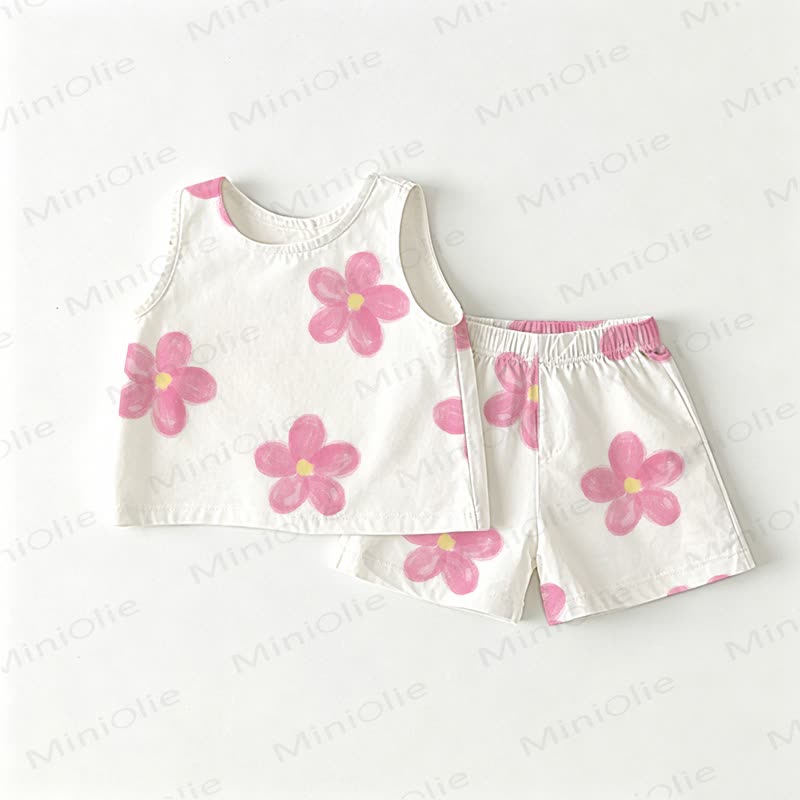 Baby Toddler Flower White Top and Shorts 2-piece Set - White - 3-4T - image 1