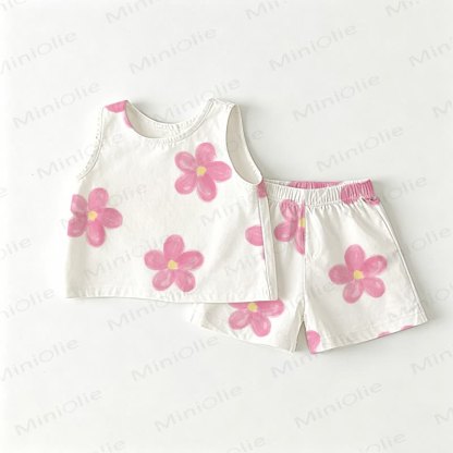 Baby Toddler Flower White Top and Shorts 2-piece Set - White - 3-4T - image 1