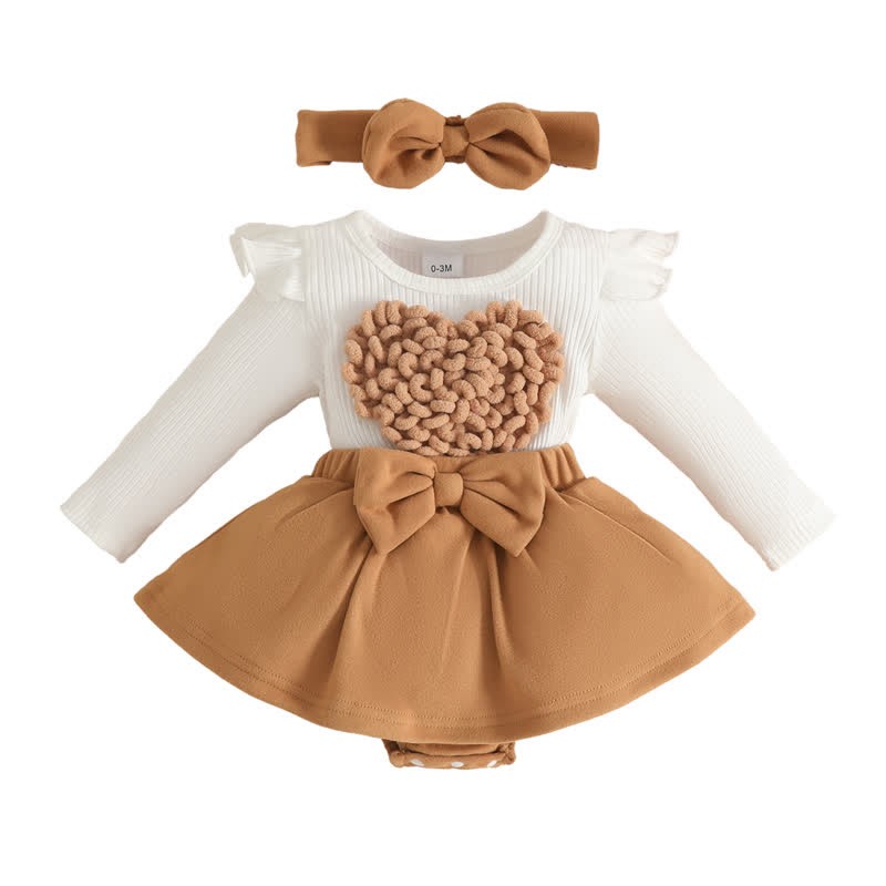 Baby Heart Rib Skirted Bodysuit with Headband - image 7