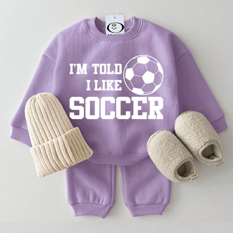 I'M TOLD I LIKE SOCCER Baby Sweatsuit 2-piece Set - Purple - 2-3T - image 4