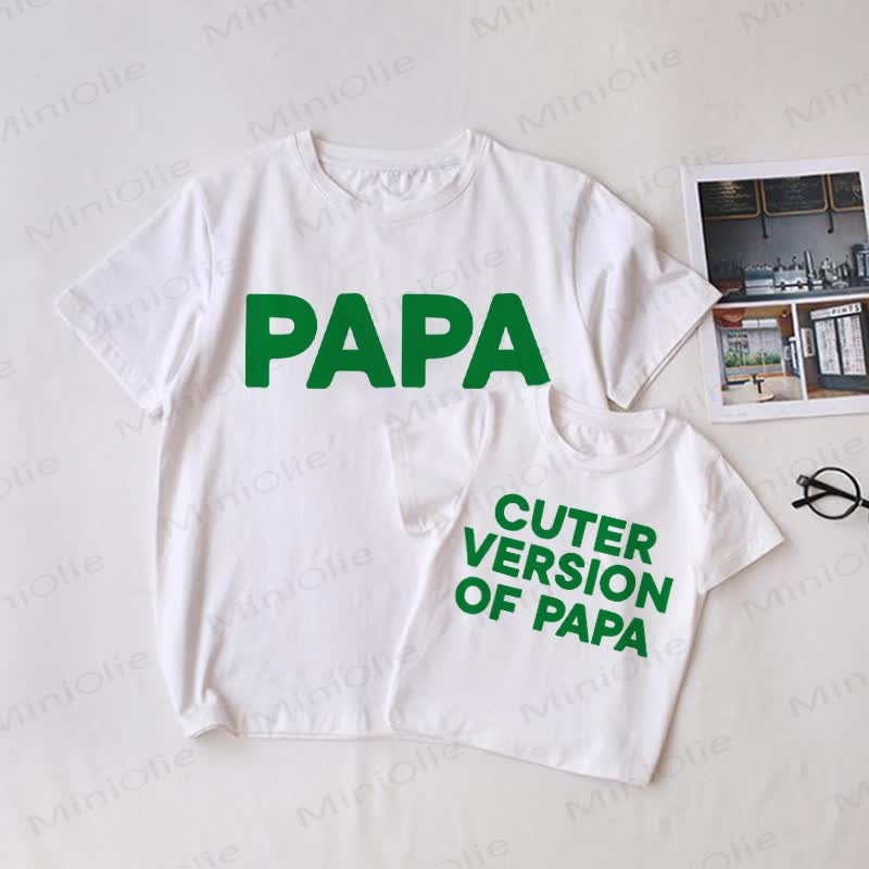 PAPA/CUTER VERSION OF PAPA Baby White Family Matching T-shirt - White - Adult T-Shirt: XL - image 1