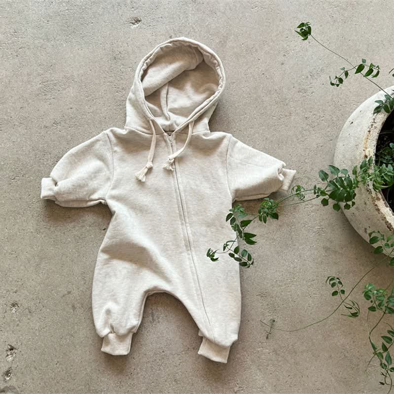 Baby Solid Color Hooded Casual Romper - Light Gray - 18-24M - image 9 - image 10