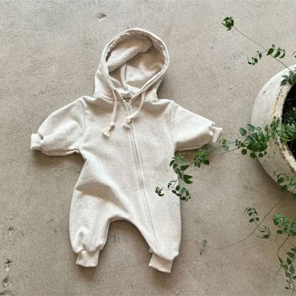 Baby Solid Color Hooded Casual Romper - Light Gray - 18-24M - image 9 - image 10