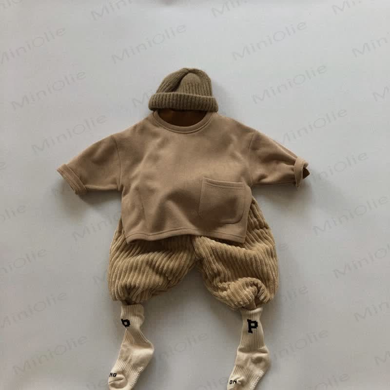 Toddler Solid Color Inner Fleece T-Shirt - image 11