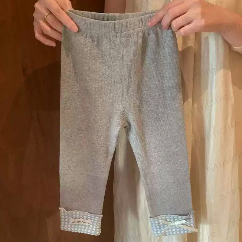 Toddler Girl Bear Bow Peter Pan Collar Top and Legging 2-piece Set - Gray - 6-7T - image 3