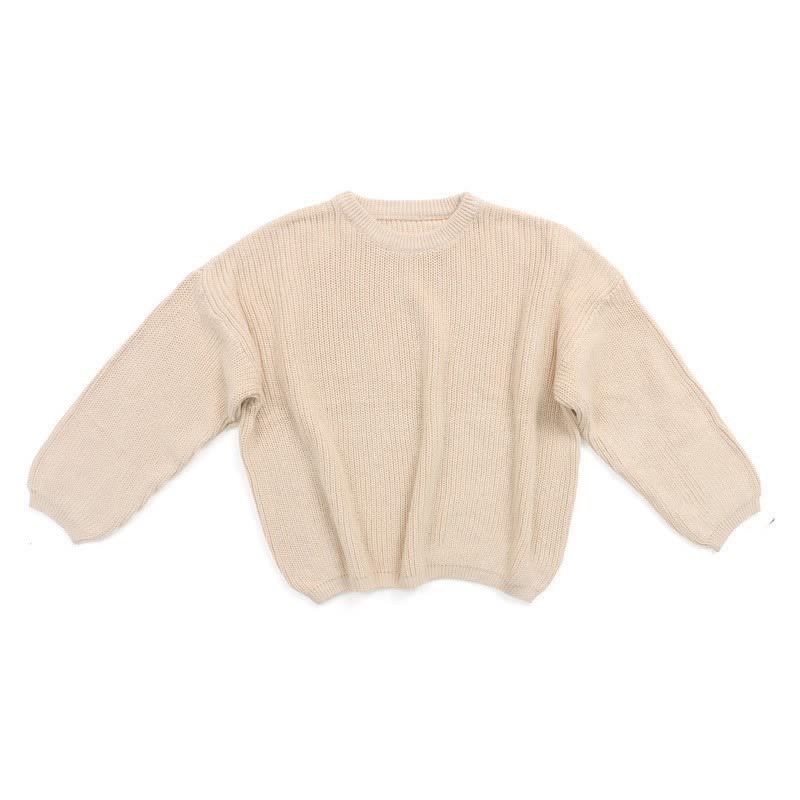 Baby Toddler Solid Color Warm Sweater - Beige - 5-6T - image 3 - image 4