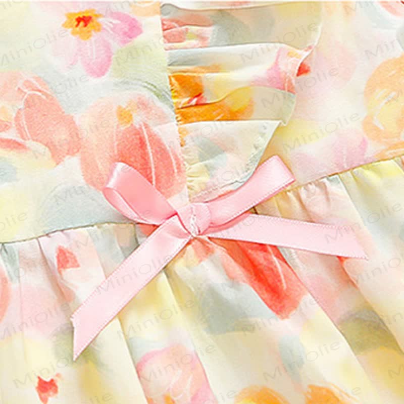 Toddler Girls Cotton Floral Print Bow Sleeveless Dress - image 6