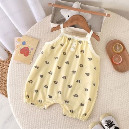 Baby Girls Cotton Dots Sleeveless Romper - Yellow - 18-24M - image 4