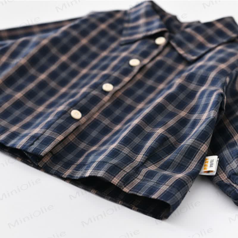 Baby Toddler Navy Plaid Shirt or Bear Patch Overalls - image 9