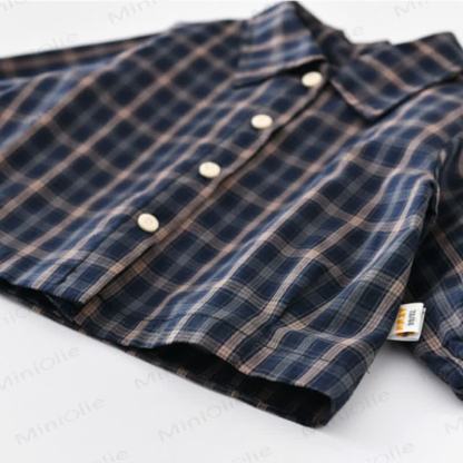 Baby Toddler Navy Plaid Shirt or Bear Patch Overalls - image 9