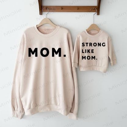 MOM./STRONG LIKE MOM. Beige Family Slogan Sweatshirt - Beige - Adult Sweatshirt: XL - image 1