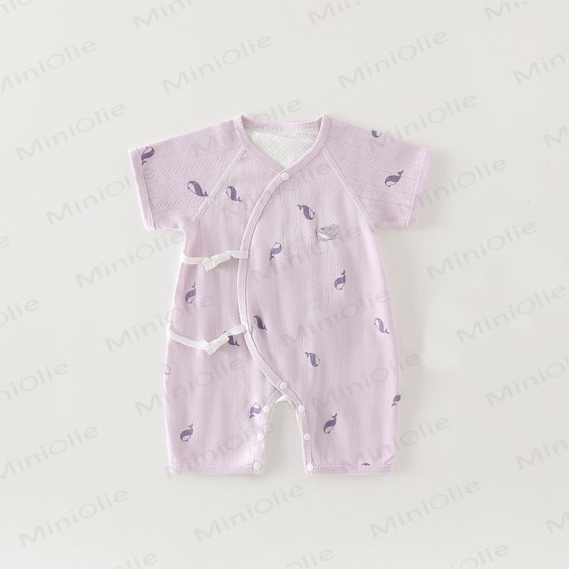 Baby Organic Cotton Wrap Short Sleeve Romper - Purple - 3-6M - image 5