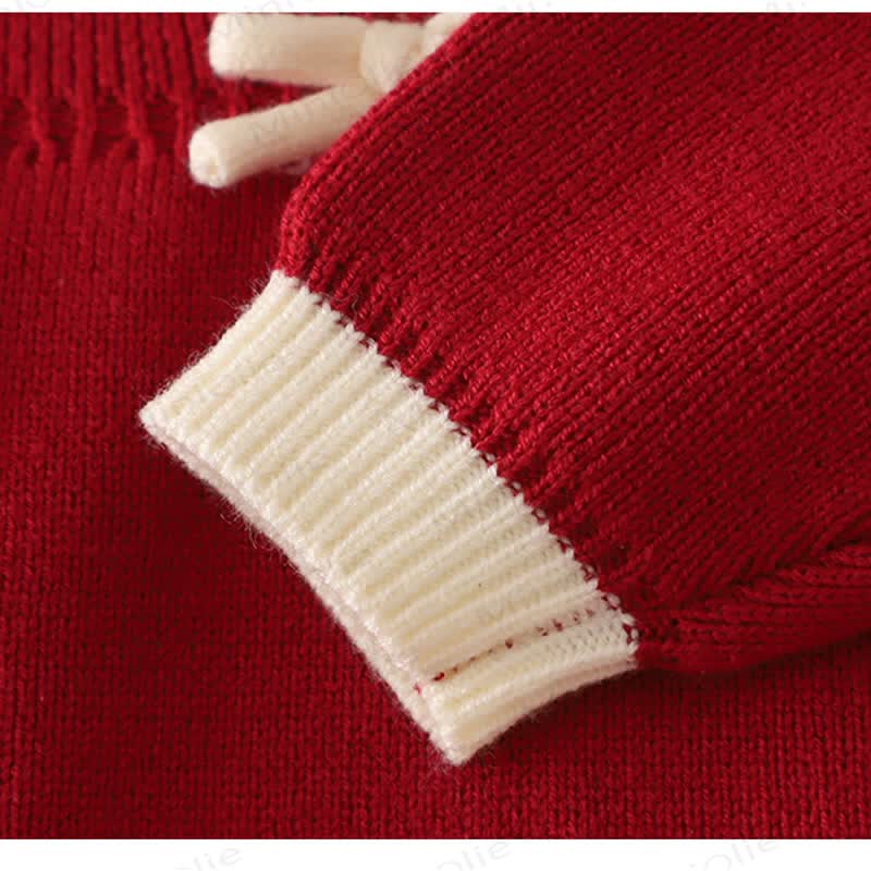 Toddler Girl Bow Knit Christmas Dress - image 4