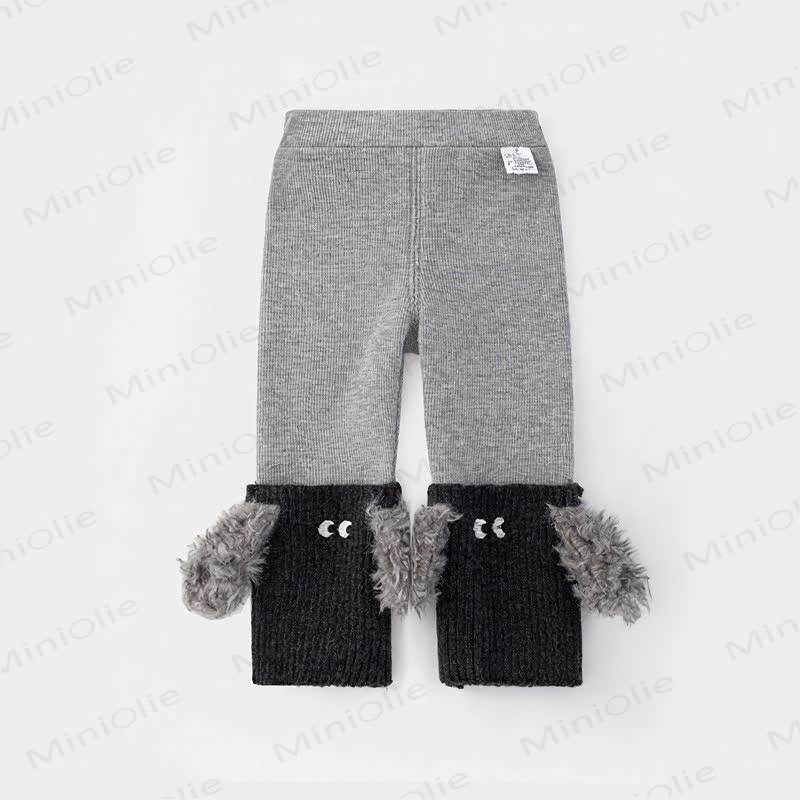 Baby Ribbed Monster Cuff Knit Leggings - Gray - 3-4T - image 1