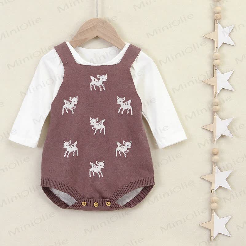 Baby Deer Print Suspender Bodysuit - image 2
