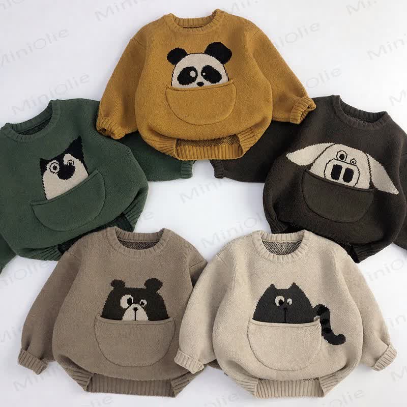 Toddler Animal Pocket Knit Sweater - image 1