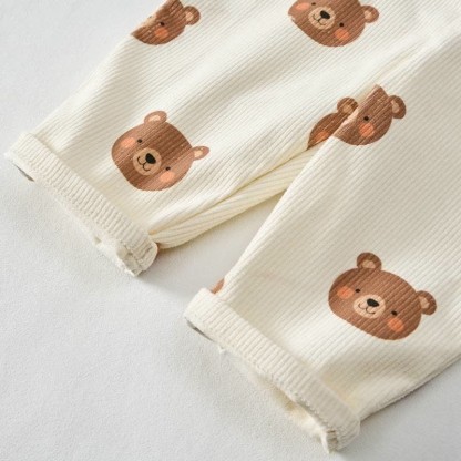 Baby Toddler Beige Bears Corduroy Pocket Overalls - image 5
