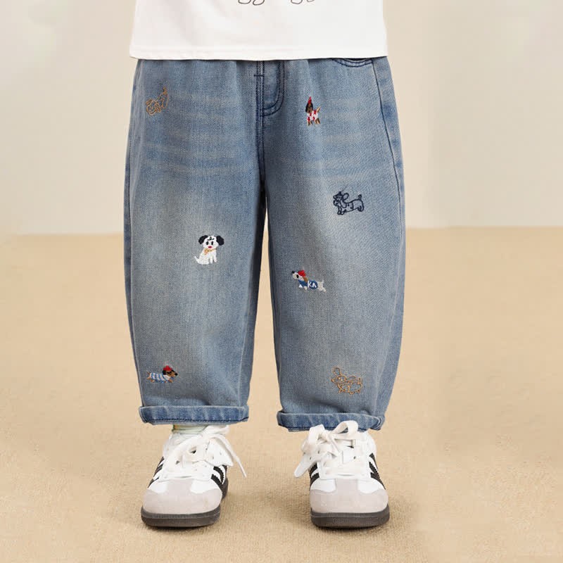 Baby Toddler Puppy Embroidered Denim Pants - image 4