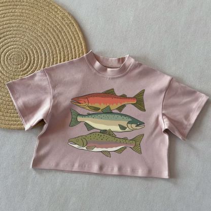 Baby Fish Summer Casual T-Shirt - Coral Pink - 2-3T - image 3