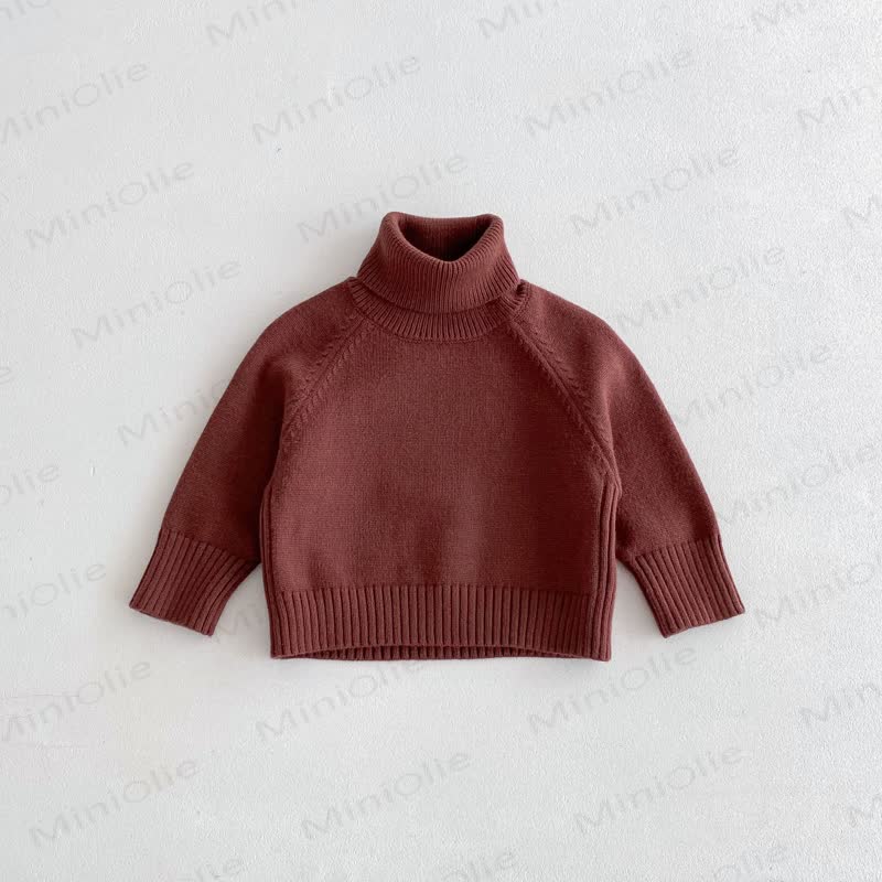 Kid Knitted Solid Color Sweater - Red Coffee - 8Y - image 14