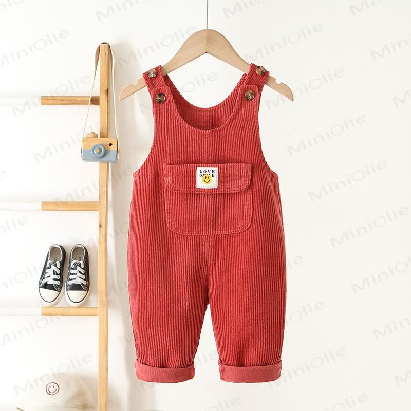 LOVE SMILE Toddler Corduroy Pocket Overalls - Red - 5-7T - image 15