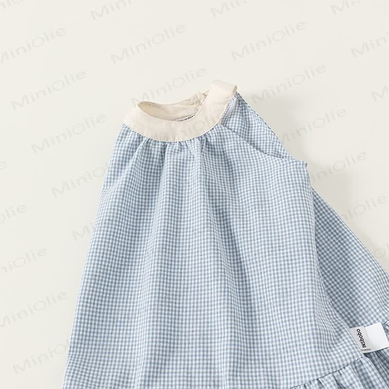 Toddler Blue Plaid Sleeveless Dress - image 4