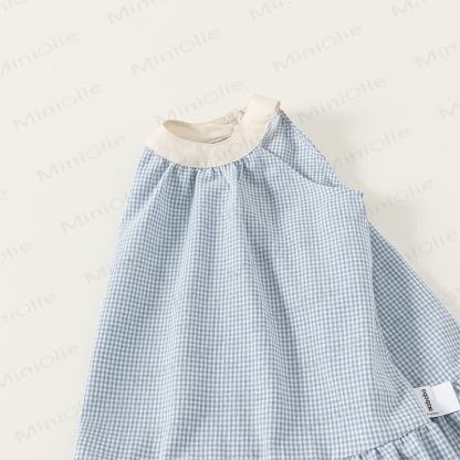 Toddler Blue Plaid Sleeveless Dress - image 4