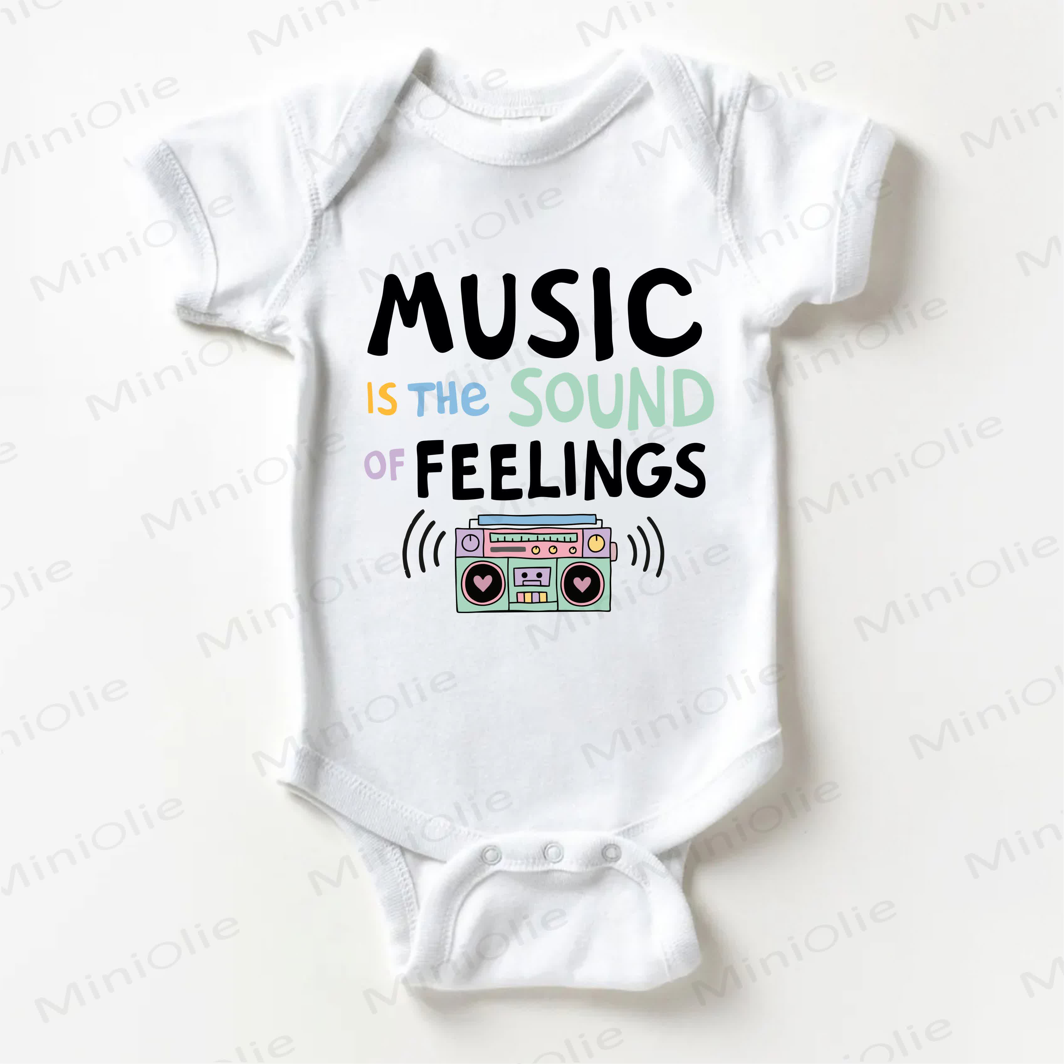 MUSIC IS THE SOUND OF FEELINGS Baby Radio White Bodysuit - White - 18-24M - image 1