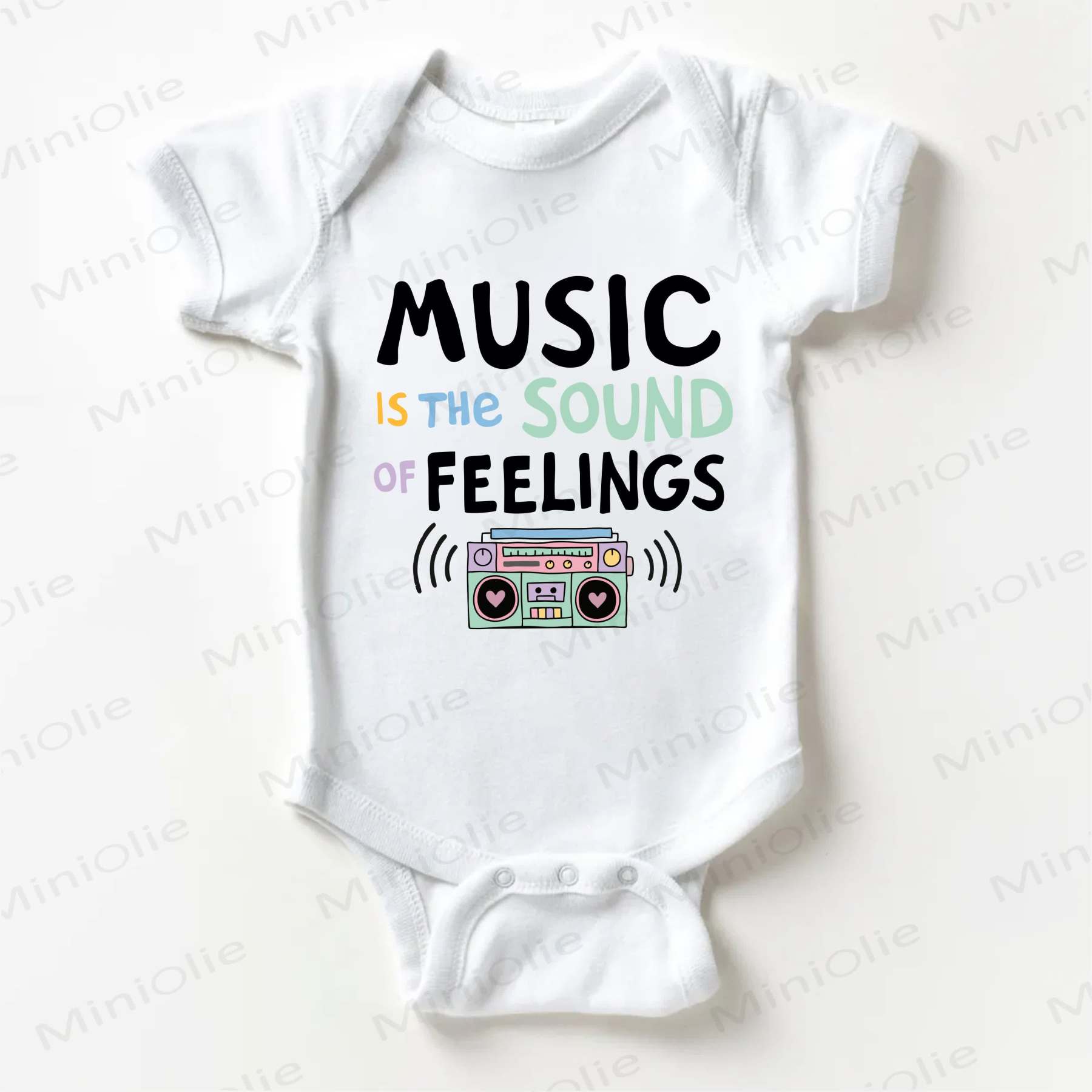 MUSIC IS THE SOUND OF FEELINGS Baby Radio White Bodysuit - White - 18-24M - image 1