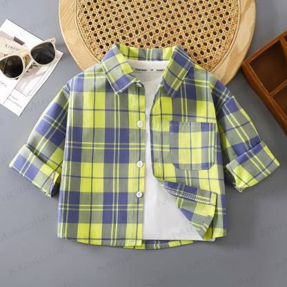 Toddler Colorful Plaid Button Front Pocket Summer Shirt - Yellow - 10-11T - image 9