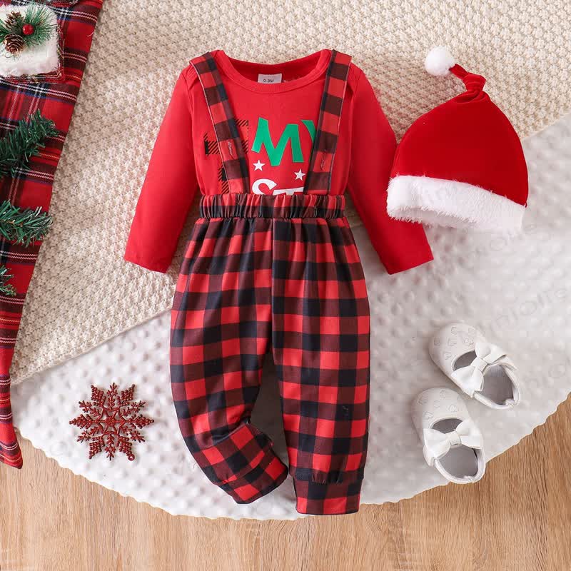 MY 1ST CHRISTMAS Baby Plaid 2-Piece Set with Hat - image 8