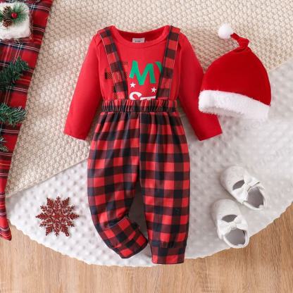 MY 1ST CHRISTMAS Baby Plaid 2-Piece Set with Hat - image 8