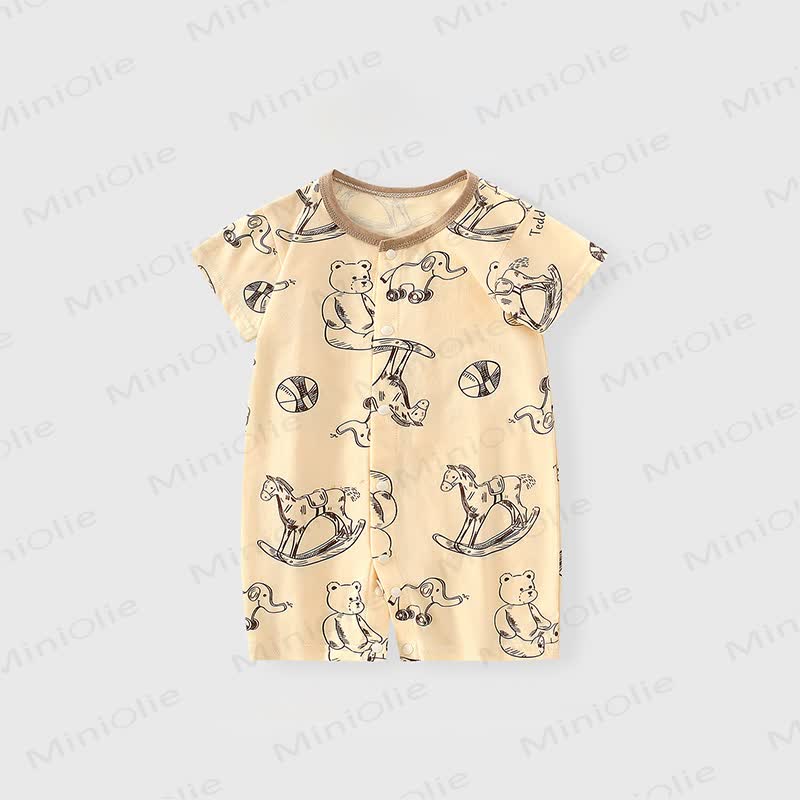 Baby Soft Cotton Short Sleeves Romper - Yellow - 2-3T - image 5