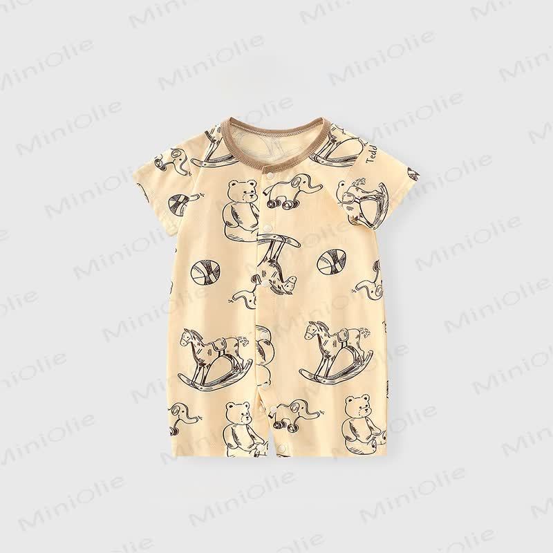 Baby Soft Cotton Short Sleeves Romper - Yellow - 2-3T - image 5