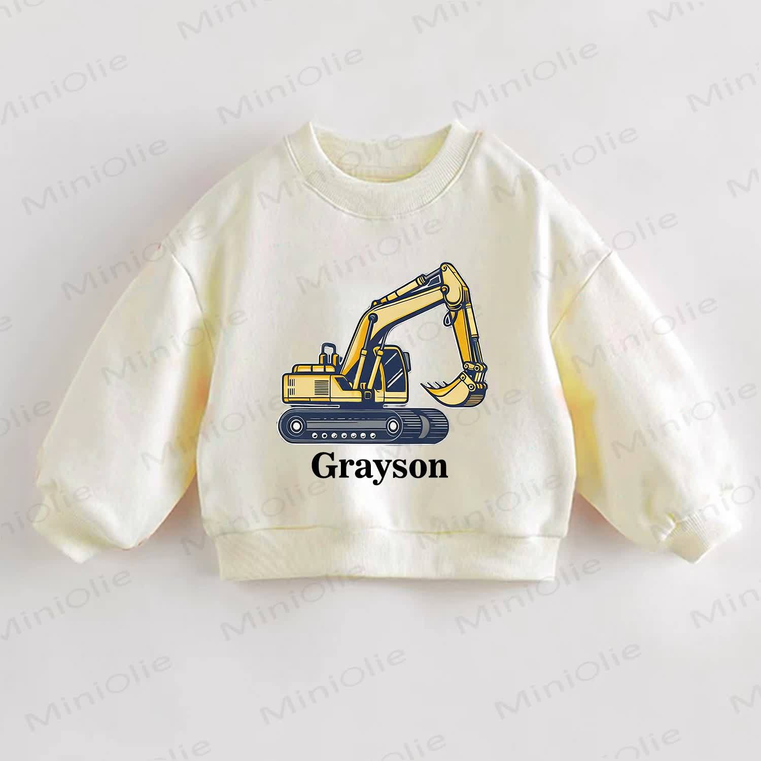 Personalized Retro Excavator Name Customization Baby Sweatshirt - image 1