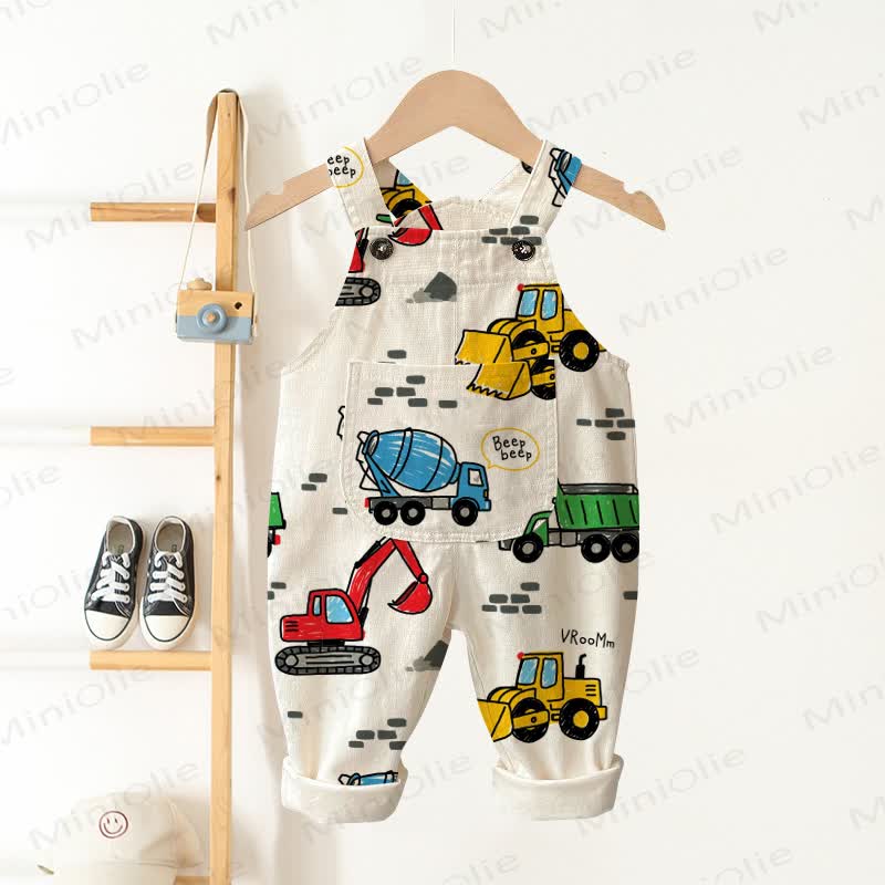 Baby Toddler Excavator Beige Pocket Overalls - Beige - 3-5T - image 1