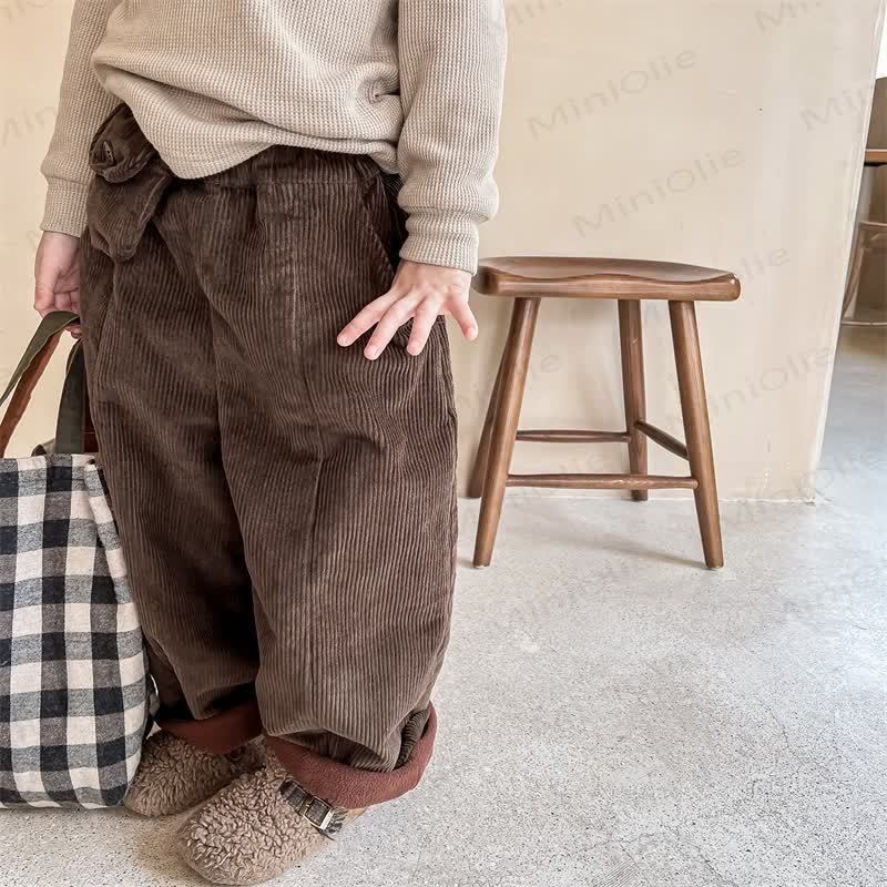 Baby Toddler Girl Cord Fleece Lined Pants - Coffee - 8Y - image 3