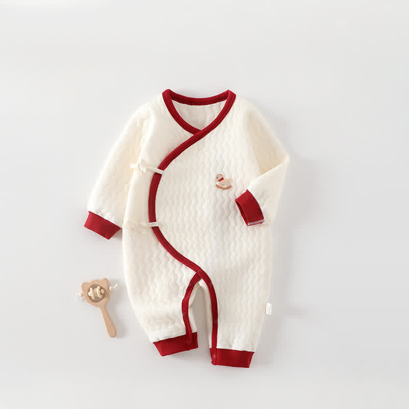 Baby Warm Newborn Kimono Romper - Beige - 3-6M - image 2