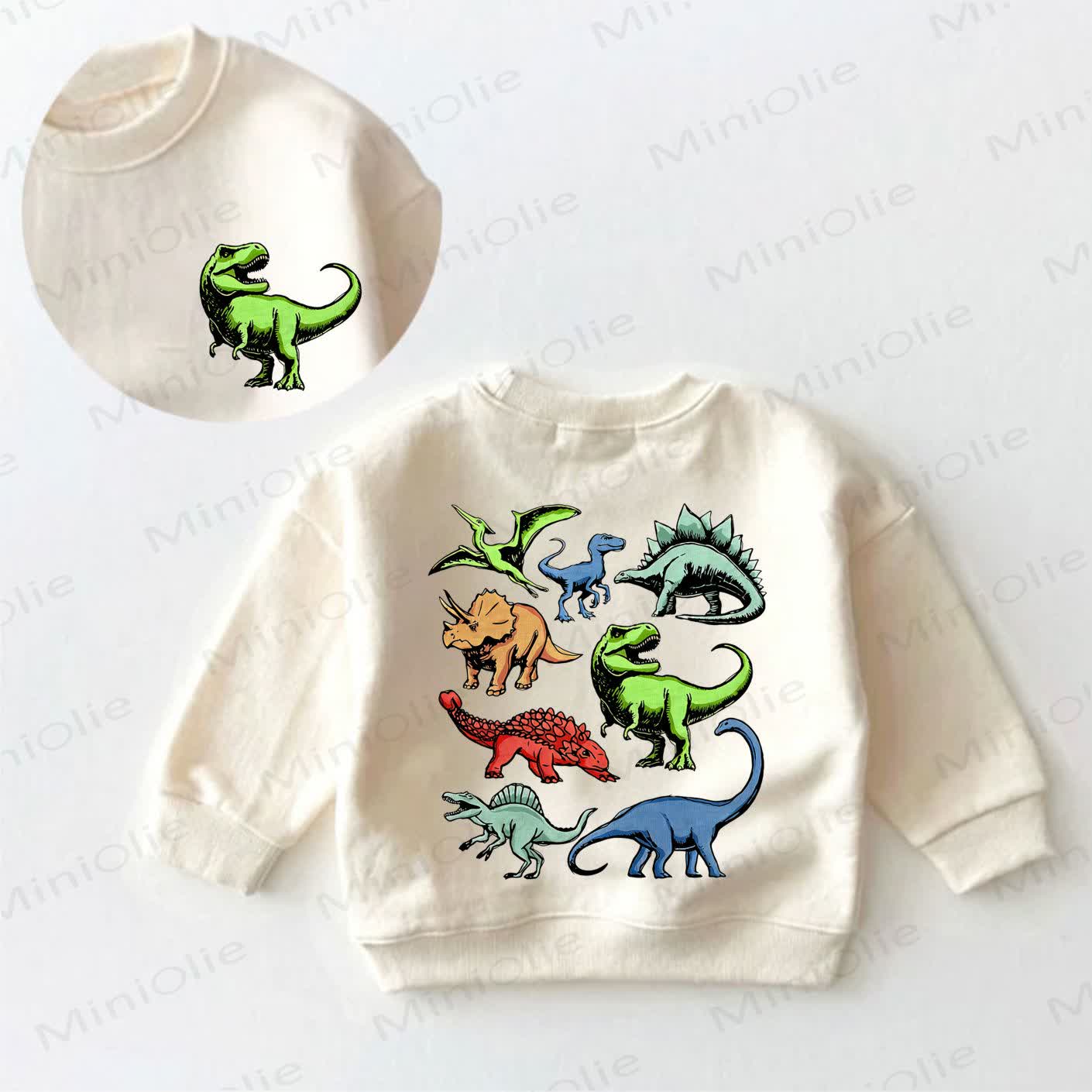 Baby Toddler Dinosaur Print Sweatshirt - Cream - 3-5T - image 1