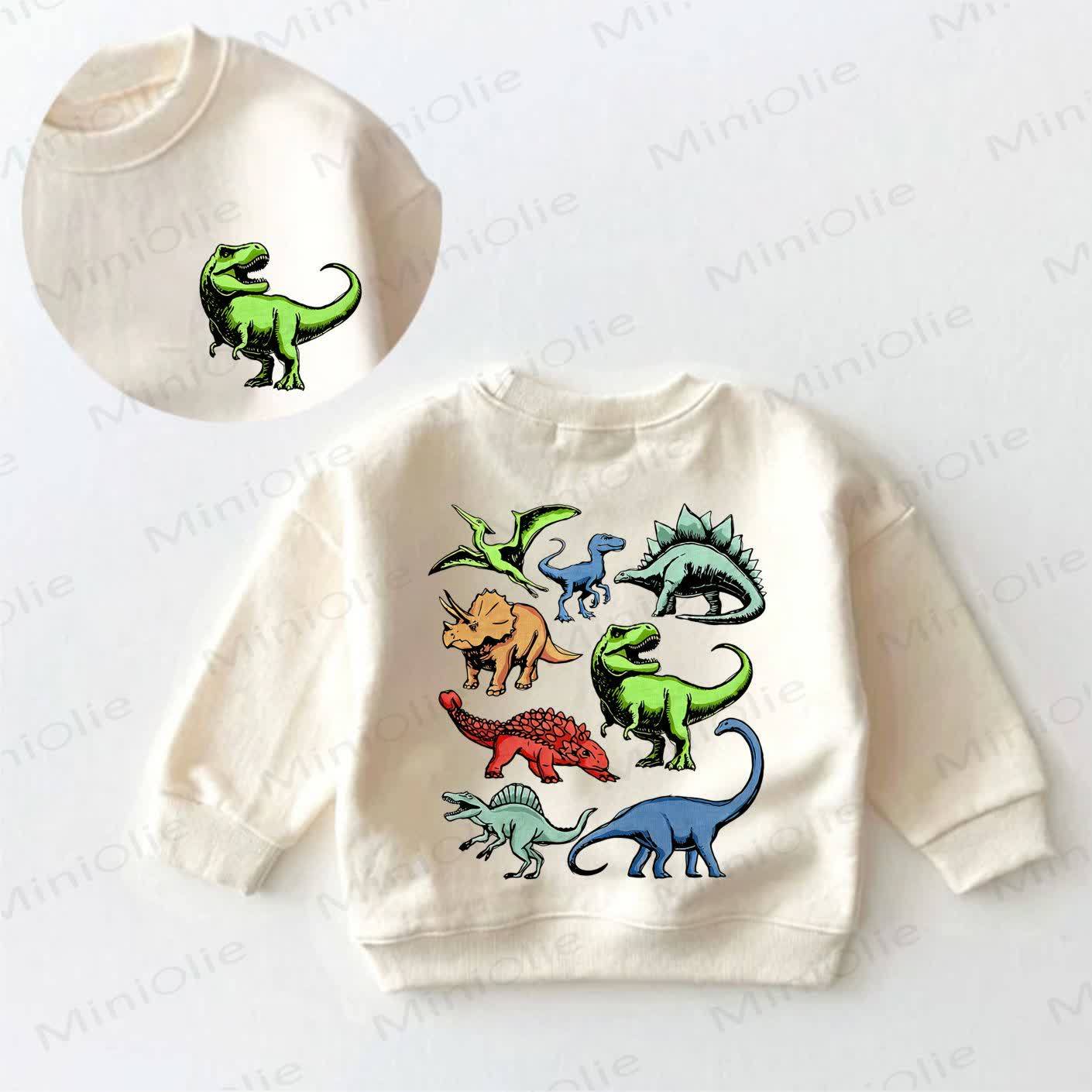 Baby Toddler Dinosaur Print Sweatshirt - Cream - 3-5T - image 1