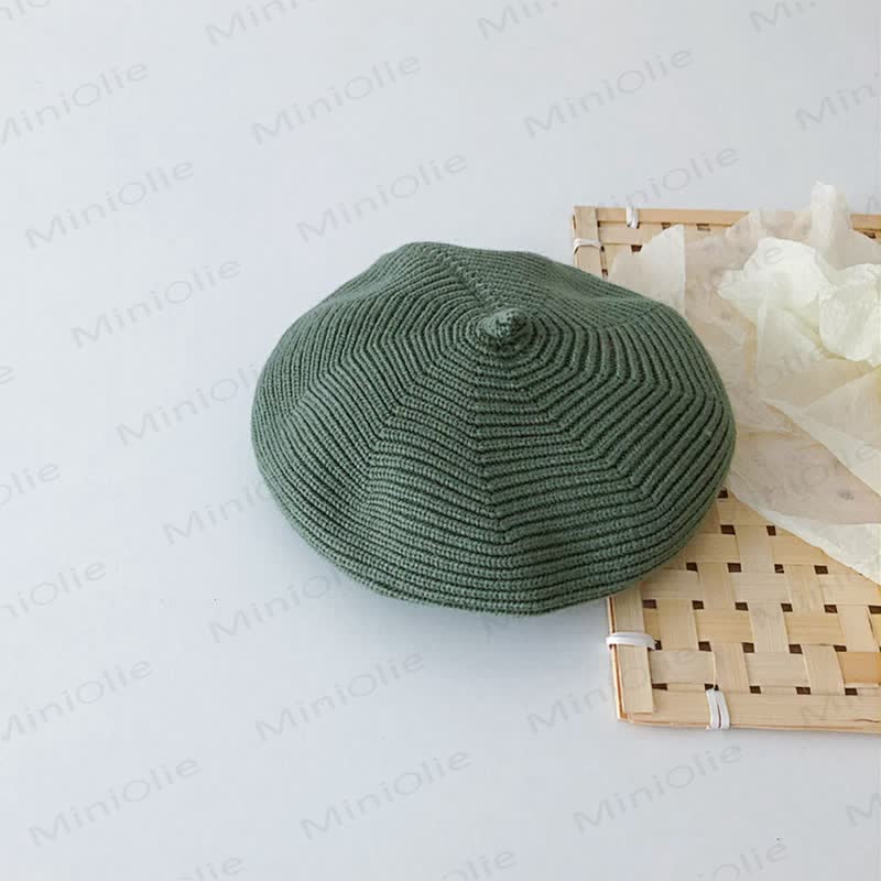 Baby Solid Color Cute Knitted Beret Hat - Green - 6M-4T - image 9