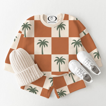 Baby Checkered Coconut Tree White 2-piece Set - White - 2-3T - image 1